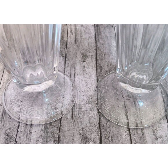 Vintage Libbey Glass Company Clear Pressed Glass Soda Fountain Sundae Glasses - Picture 7 of 10